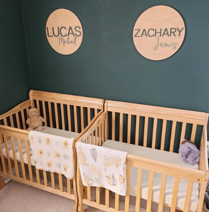 newborn twins in same crib
