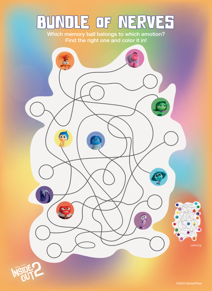 Inside Out 2 Activity page maze