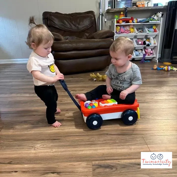 Boy girl twins playing together