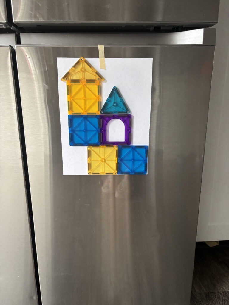 magnet tile match on fridge