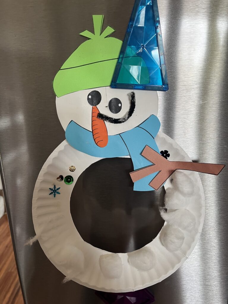 snowless snowman, an activity for when daycare is closed