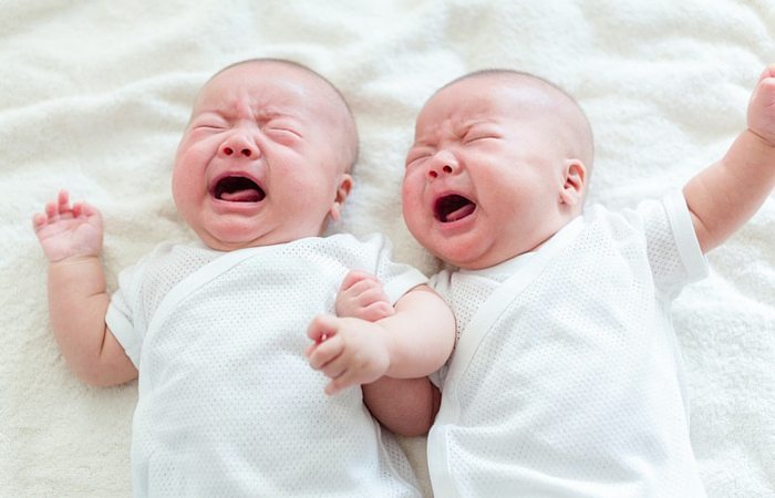 two crying babies